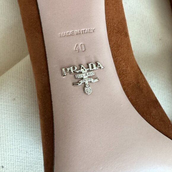 PRADA Ornament-embellished Suede Loafer Pump In Palissaedro, size 40 - Picture 6 of 8